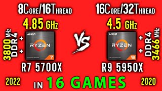 Ryzen 7 5700x OC vs Ryzen 9 5950x Test in 16 Games or R9 5950X vs R7 5700X [upl. by Adnesor]