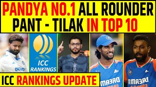 🔴HARDIK PANDYA NEW NO1 T20 ALL ROUNDER TILAK VARMA CREATES HISTORY RISHABH PANT BACK IN TOP 10 [upl. by Sharp729]