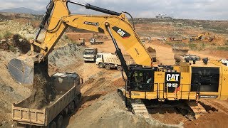 Caterpillar 6015B Excavator Loading Trucks  Sotiriadis Mining Works [upl. by Epilef]