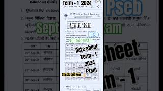 1st to 12th Class Pseb Term1 September Exam Date Sheet 2024 exam psebboard 12th boardsexam [upl. by Yesnnyl]