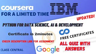 Python for Data Science AI amp Developmentweek15 All Quiz Answerscoursera mr quiz quiztime [upl. by Reibaj984]