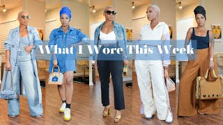 What I Wore This Week  Shopping My Closet  No Buy Month  Angelles Life [upl. by Nibbs548]