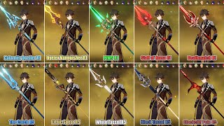 Zhongli Weapons Comparison  Genshin Impact [upl. by Nauqan407]