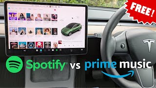 Is Amazon Prime Music a free alternative to the free Tesla Spotify account [upl. by Balduin705]