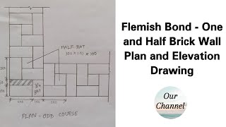 Flemish Bond One and Half Brick WallPart1 Elevation and Plan Drawing trending civilengineering [upl. by Danny]