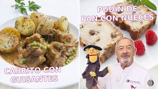 Cabrito con patatas y guisantes  Pudín de pan con nueces RECETAS DELICIOSAS con Arguiñano [upl. by Tench431]