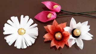 Isa Klein Tutorial 126 3 MODELOS FÁCEIS de flores de papel crepom com bombom para festa [upl. by Salangi]