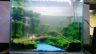 aquascape air terjun mini 40cmsetting nano tank mudah dan hemat waktu [upl. by Harberd]