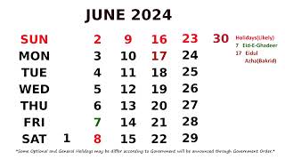 June Calendar 2024 [upl. by Lecia368]