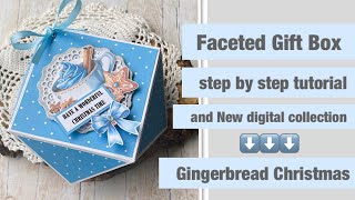 Faceted Gift Box tutorial with gingerbreadchristmas collection by CraftingwithQuillingLady [upl. by Valentine44]