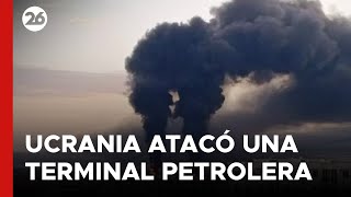 UCRANIA atacó una TERMINAL PETROLERA RUSA en la PENÍNSULA DE CRIMEA [upl. by Hasan461]