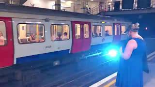 Sparks on London Tube Track  Aldgate East Station HampC Line 2572018 [upl. by Mcnelly]