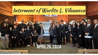 Interment of Warlito L Villanueva [upl. by Ydaj]