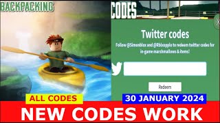 NEW CODES Backpacking ⛺🐻ROBLOX  ALL CODES  JANUARY 30 2024 [upl. by Dalston]