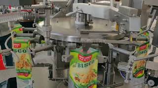 rotary pouch packaging machine for 1L edible oil with 2 nozzle filler [upl. by Eardnoed]