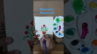 Watercolor flowers pot painting 💐 shorts watercolorpainting flowerpainting shortvideo [upl. by Sidwohl]