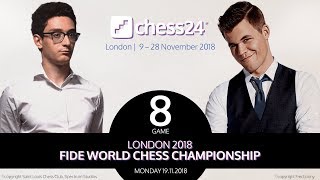 CaruanaCarlsen Game 8  2018 FIDE World Chess Championship [upl. by Yruama273]