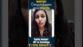 Sarita Kumari Qualified Net in Sociology shorts sociology ugcnettopper ugcnetapplication [upl. by Ellierim992]