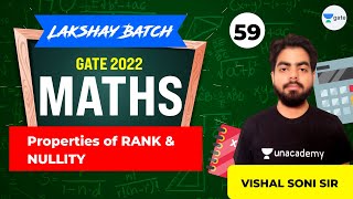 Properties of RANK and NULLITY  L59  Mathematics  Lakshya Batch  VishalSoni [upl. by Lowery]