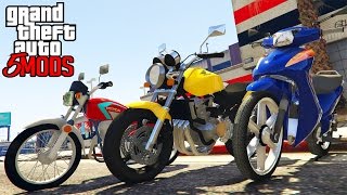 GTA 5 Mods  03 MOTOS Brasileiras Muito conhecidas HONDA BIZ amp HORNET CARBURADA GTA V PC MODS [upl. by Stuckey]