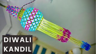 MACRAME DIWALI KANDIL  macrame full beaded Akash kandil chandelier [upl. by Aekim]