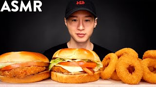 ASMR ONION RINGS amp SPICY CHICKEN SANDWICH MUKBANG No Talking EATING SOUNDS  Zach Choi ASMR [upl. by Eekorehc192]