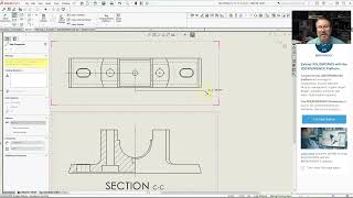 SolidWorks Drawings Derived Views  Full Half Partial Section Views [upl. by Vallie]