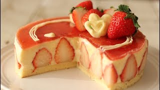 苺のショートケーキ フレジェ Strawberry Cake Fraisier｜HidaMari Cooking [upl. by Flavian]