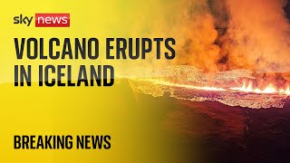 Watch Volcano erupts near village in Iceland [upl. by Edbert]