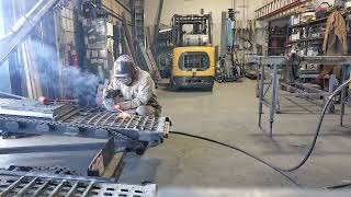 Welding galvanized bars wearing 3M respirator mask [upl. by Neil]