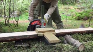 Cutting  Improvised Alaskan chainsaw mill [upl. by Einohtna]