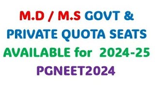 MD MS SEATS AVAILABLE IN GOVERNMENT AND PRIVATE QUOTA FOR 202425 pgneet kea [upl. by Nollahs945]