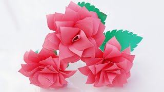 How To Make Paper Flower Rose  Paper Flower Making Step By Step  Diy Paper Rose Flower [upl. by Naiviv323]