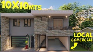 Plano de Casa con Local Comercial 10x10m [upl. by Cassella]