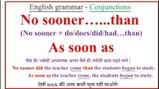 Use of no soonerthanAssoon asConjunctionConnectives [upl. by Na]