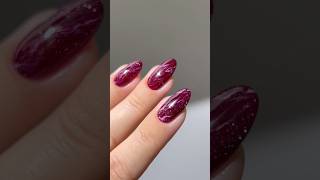 🍇🍷✨ sparkly burgundy marble nails nailart naildesign nailpolish [upl. by Htebi]