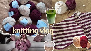 knitting vlog 🐌 olga KAL slipover progress amp matcha [upl. by Coltin105]