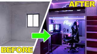 DIY LOFT BED GAMING ROOM  SMALL ROOM TRANSFORMATION with Gaming Area  75sqm  807sqft [upl. by Nuahsor]