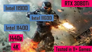 Intel 11900 vs 11600 vs 11400 with 3080ti in 1440p 4k [upl. by Treble]