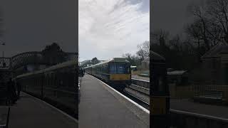 Heritage DMU departing Corfe Castle for Swanage on the Swanage Railway [upl. by Poppas]