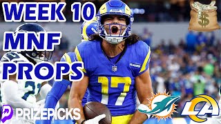 PRIZEPICKS NFL PICKS  WEEK 10  MONDAY NIGHT FOOTBALL  DOLPHINS RAMS  NFL PLAYER PROPS PICKS [upl. by Drawoh]