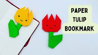 DIY Paper Tulip FLOWER Bookmark  Origami Bookmark  Paper Craft  Paper Flower  Tulip Bookmark [upl. by Onirefez]