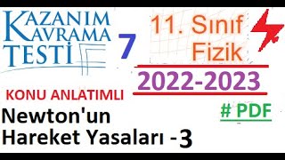 11 Sınıf  Fizik  MEB Kazanım Testi 7  Newtonun Hareket Yasaları 3  PDF  AYT Fizik  2022 2023 [upl. by Esteban165]