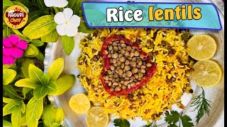 Rice lentils  Lentils And Rice With Caramelized Onions طبخ طريقه عمل الرز بالعدس♧ Village Cooking [upl. by Llertnauq]