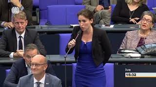 AfD im Bundestag  Mariana HarderKühnel antwortet auf eine dumme Kurzintervention [upl. by Haral]