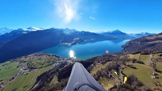 Erster Gleitschirmflug 2024 Wunderbare Alpenaussicht trotz stürmischem Start  FullFlight [upl. by Erihppas728]