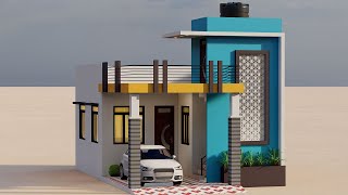 2 Bedroom Village House Plan22 BY 32 Car Parking House Design [upl. by Dwane]