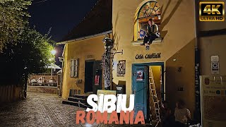 Romania Night Walking Tour in Sibiu  4K HDR [upl. by Alver]