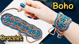 How To Crochet A Bohemian Bracelet  How To Crochet A Bracelet  Crochet for summer [upl. by Audy]