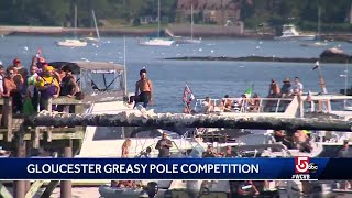 Annual Gloucester greasy pole contest held [upl. by Erodavlas153]